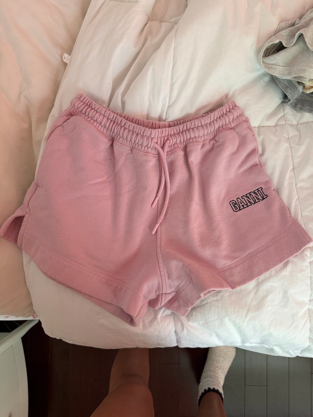 Ganni Pink Fleece Athletic Shorts